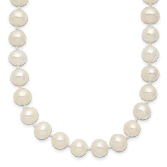 Kazi Luxury Silver Rhodium 7-8mm White Freshwater Cultured Pearl Necklace